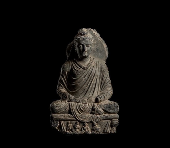 Seated Grey Schist Buddha | MasterArt